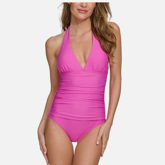 NWT DKNY Women's Tie-Back Halter-Style One-Piece Swimsuit size Medium - Picture 5 of 5